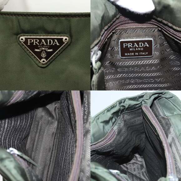 PRADA Hand Bag Nylon Khaki Silver - Picture 11 of 13